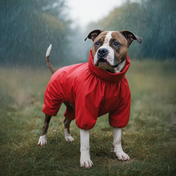 Дощовик для собак WAUDOG Clothes, водонепроникний, S30, В 57-59 см, С 44-46 см, червоний | Зображення 3