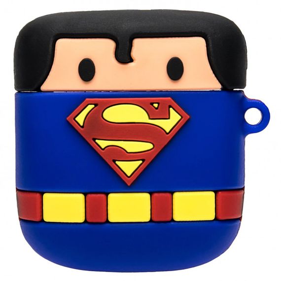 Силіконовий футляр Marvel & DC series для навушників AirPods 1/2 + кільце Супермен/Синій | Зображення 1