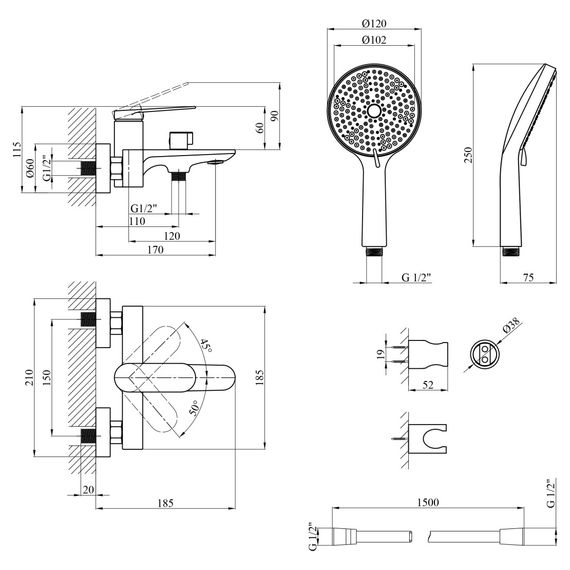 Змішувач для ванни Kroner Element 211315-3801 (CV035954) | Зображення 7