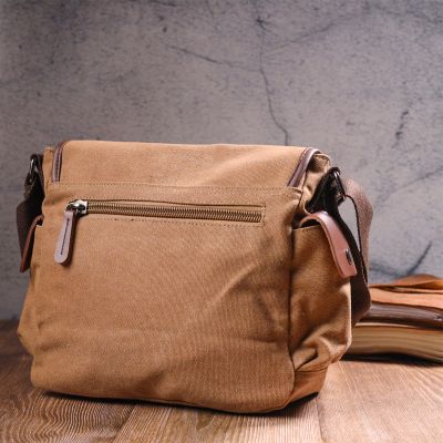 Сумка Vintage Мужская с клапаном из текстиля Коричневая (21249) | Зображення 5