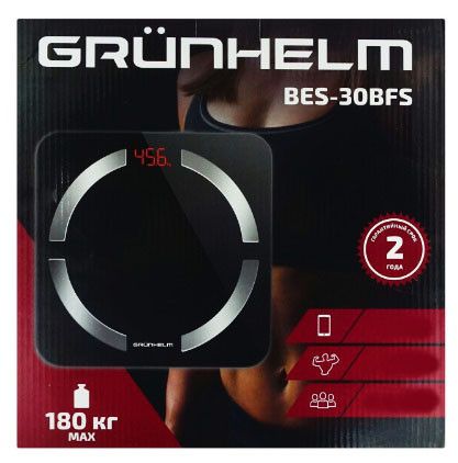Весы напольные Grunhelm BES-30BFS домашние весы для взвешивания Черный | Зображення 1