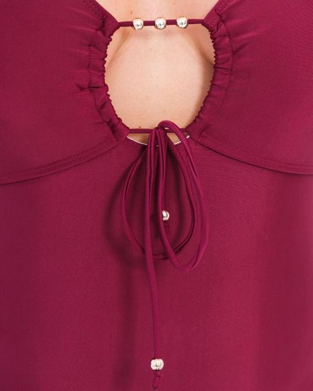 Суцільний купальний Plus Size з підтримкою грудей в кольорі бордо | Зображення 3