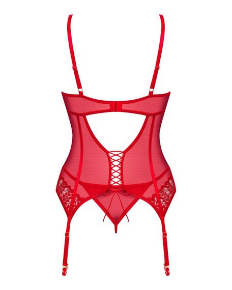 Комплект корсет та стрінги Obsessive Ingridia corset & thong XS/S, червоний Sex Aura | Зображення 3