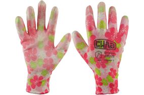 Перчатки с полиуретановым покрытием р8 (цветные садовые манжет) СИЛА