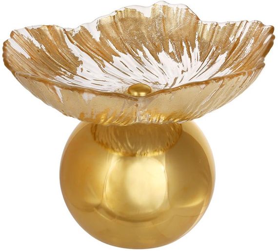 Фруктівниця (цукерниця) скляна "Gold Flower" Ø20х15см