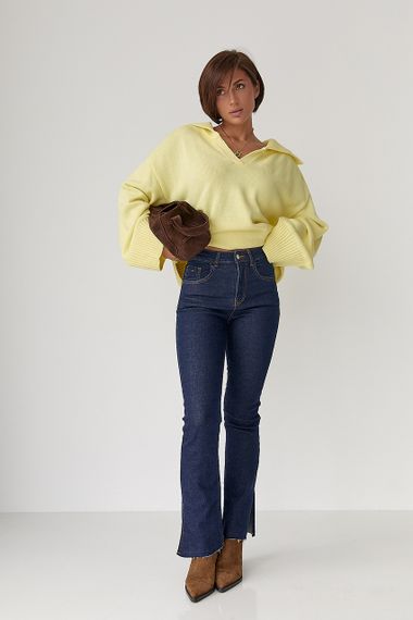 Джинси-кльош із розрізами - синій цвет, 36р (є розміри) | Зображення 2