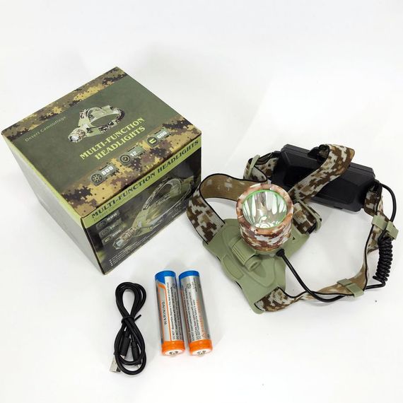 Ліхтар налобний 2130-T6 Military, акумуляторний 18650х2, zoom, зарядка micro USB, Головний ліхтарик | Зображення 6