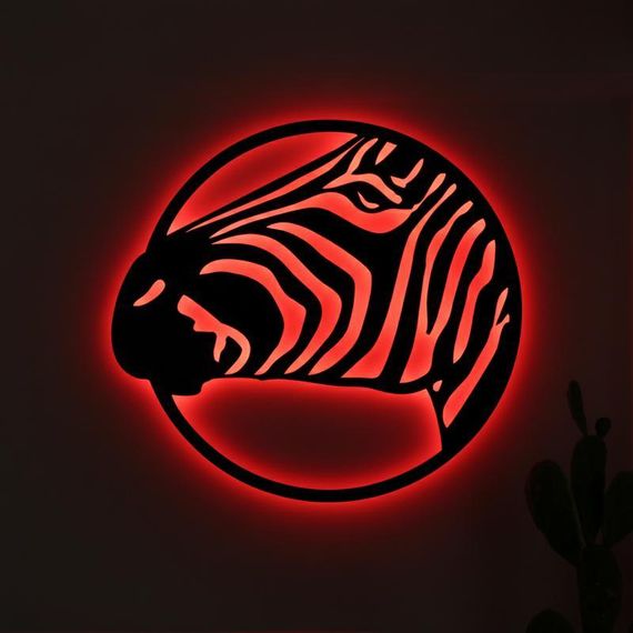 Панно декоративне картина на стіну Зебра LED 16 кольорів пульт 400х375 acr-p000114 | Зображення 2