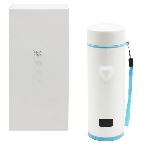 Уценка. Термос "Heart Sensing Cup LED" 360 мл (голубой) Грязная упаковка, плохо держит температуру