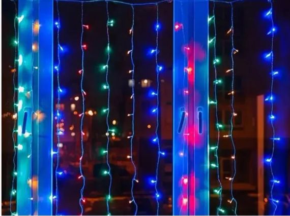 Светодиодная новогодняя гирлянда водопад 2х2 цветная, новогодние гирлянды LED для дома на окно | Зображення 1