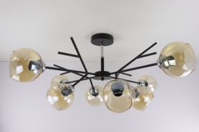 Люстра стельова на 8 лампочок 25022 Чорний 34х85х85 см.