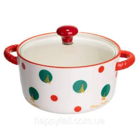 Супниця порцелянова Christmas Tree новорічна  800 (мл) з кришкою Yiwu FM-CS-9D