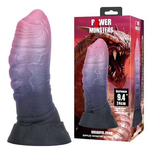 Фалоімітатор силіконовий Power Monsters Dreadful Fiend на присосці, фіолетовий, 24 см Sex Aura | Зображення 1