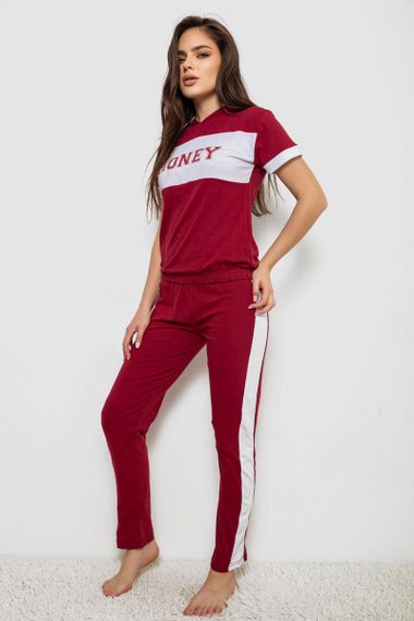 Піжама жіноча, колір бордовий, 243R1488-006 | Зображення 2