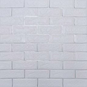 Самоклеюча 3D панель цегла біла смужка срібло 700х770х5мм (100-5) SW-00000753
