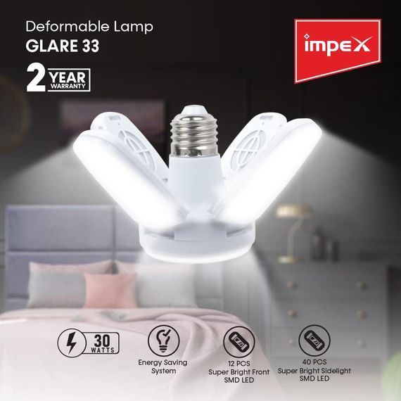 Лампочка складная светодиодная 4 лопасти E27 KK-202 • LED лампа Mini Fan Blade Bulb E27 KK-202 60W | Зображення 4
