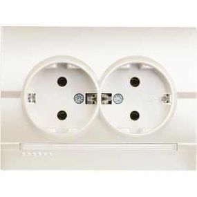 DERIY перлинно-білий металік Розетка внутрішня 2-а із заземленням Лезард