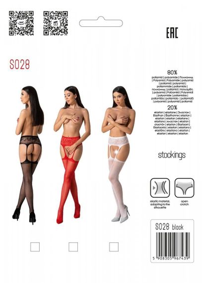 Колготки-бодистокинг Passion S028 Черный One Size | Зображення 6