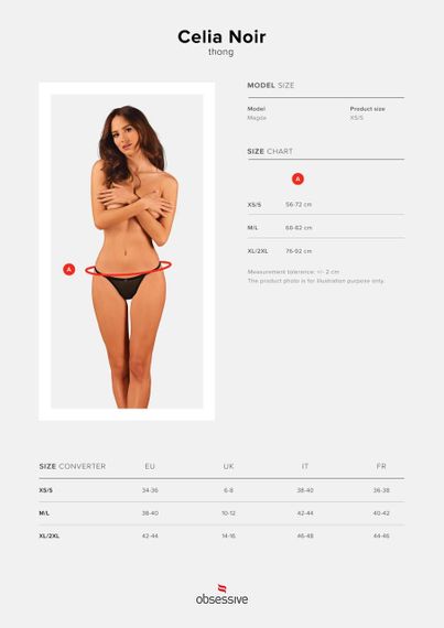 Прозорі стрінги із мереживом Obsessive Celia Noir thong, XS/S | Зображення 6