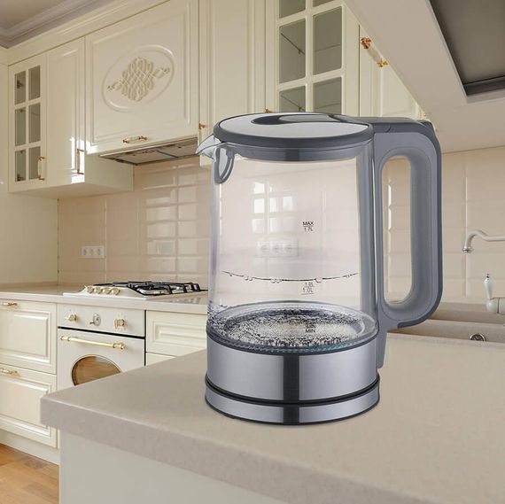 Електрочайник скляний Maestro MR-053-GREY, 1.7 л, 2200 Вт, з підсвіткою | Зображення 1