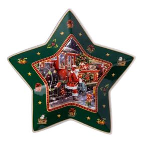 Сервірувальне новорічне блюдо для закусок Santa 25,5 (см) з порцеляни HP-SDHK-20