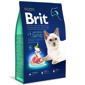 Сухий корм Brit Premium by Nature Cat Sensitive для котів котів з чутливим травленням, ягня 8 кг