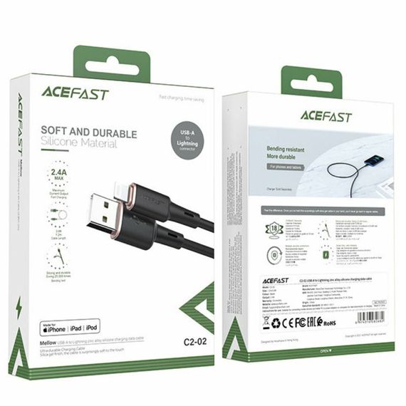 Дата кабель Acefast MFI C2-02 USB-A to Lightning zinc alloy silicone (1m) | Зображення 5