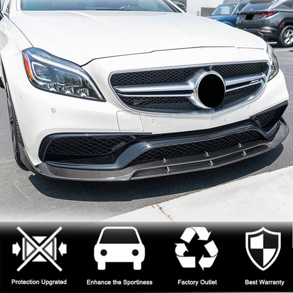 Накладка на передній бампер Lip V2 (для CLS63 AMG SD 2015-2018, Карбон) для Mercedes CLS C218 рр | Зображення 2