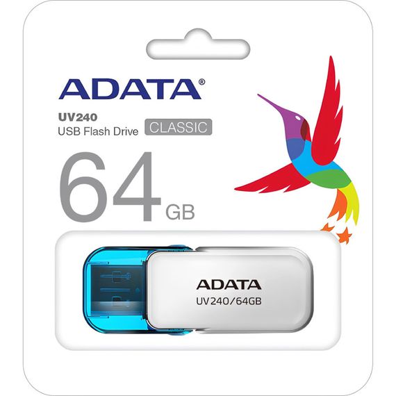 USB флеш накопичувач ADATA 64GB AUV 240 White USB 2.0 (AUV240-64G-RWH) | Зображення 2