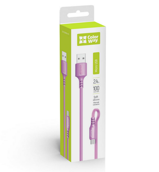 Кабель USB MicroUSB ColorWay CW-CBUM044-PU 2,4A 1м фиолетовый