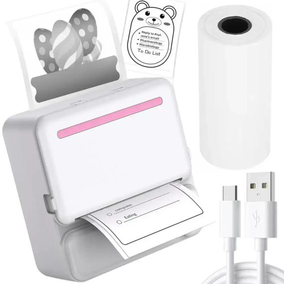 Портативний термопринтер з Bluetooth + рулон термопаперу, C19 / Міні принтер для друку | Зображення 3