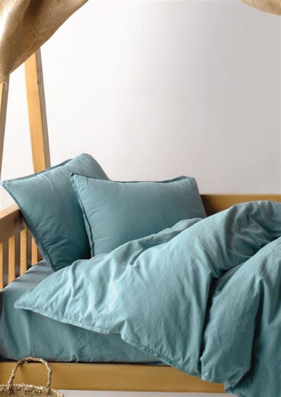 Дитяча постільна білизна Limasso Stonewashed Ranforse Baby 100х150 см Mineral Blue | Зображення 1