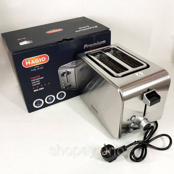 Тостер Magio MG-284 715 Вт, тостер для 2 гренок, электрический горизонтальный тостер, универсальный тостер | Зображення 3