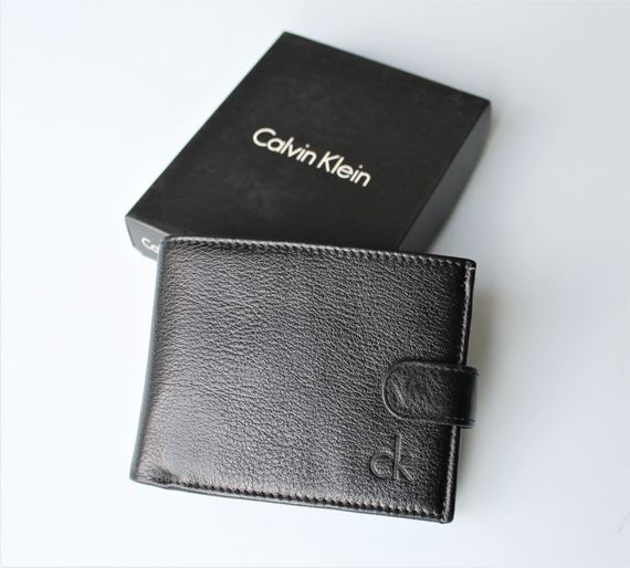 Мужской подарочный набор Calvin Klein ремень и кошелек total black | Зображення 5