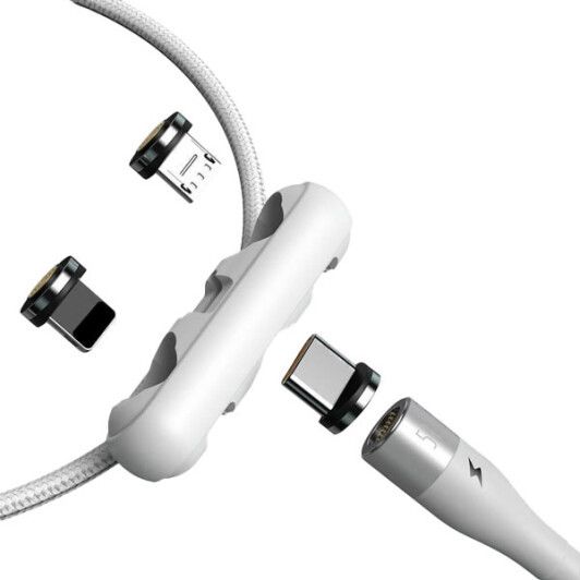 Магнітний кабель 3in1 Baseus Zinc Magnetic Safe Fast Charging Data Cable (iPhone /MicroUSB/Type-C) white | Зображення 2