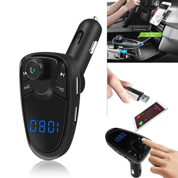 Авто-трансмітер з функцією Bluetooth, Якісний фм модулятор, Fm модулятори для телефону LH-16 | Зображення 4