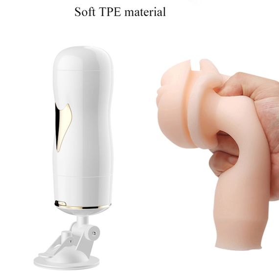 Мастурбатор із двома входами на присосці Boss Series: Vibrating Masturbation Cup White, BS6300055 Sex Aura | Зображення 5