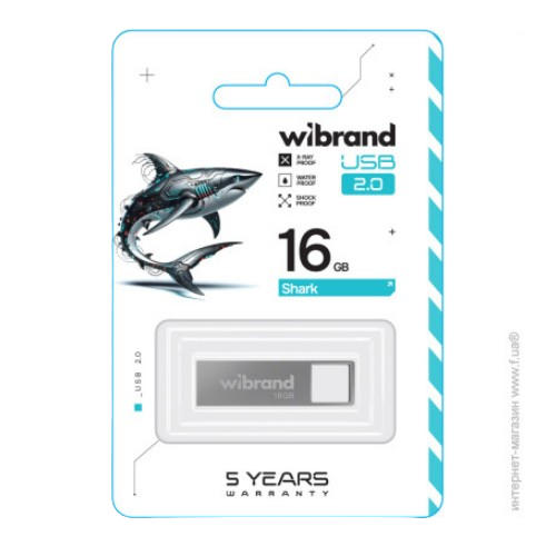 Флешка 16Гб USB 2.0 срібло Shark Wibrand | Зображення 1