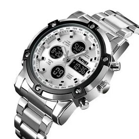 Водостійкий тактичний годинник SKMEI 1389SI SILVER | Годинник армійський оригінал | Годинник RU-102 скмей чоловічий