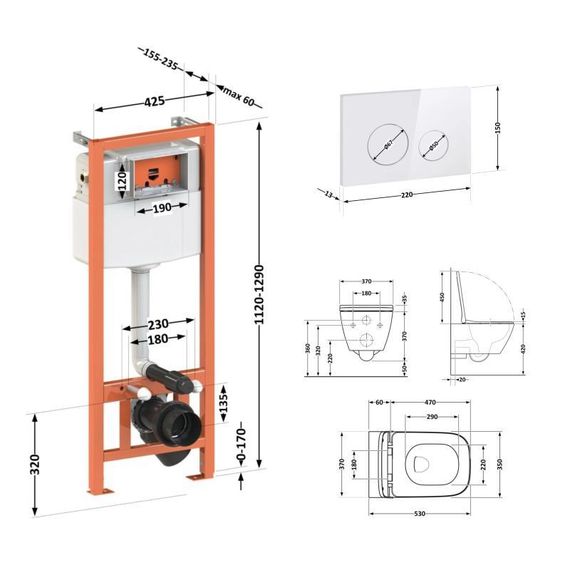 Готове рішення Qtap для ванної кімнати: підвісний унітаз Gemini Ultra Quiet 530х365х373 + комплект інсталяції Nest 4 в 1 | Зображення 1
