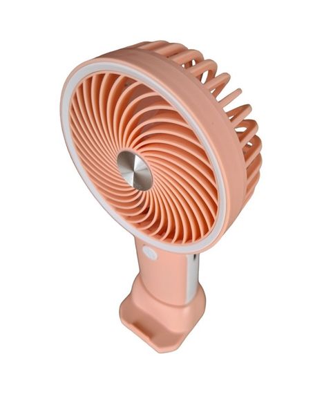 Вентилятор ручний Mini Fan HX09-1 акумуляторний з підставкою для телефону Персиковий з білим | Зображення 1