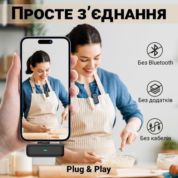Беспроводной петличный микрофон с зарядным кейсом Savetek P34 Lightning, петличка для Apple iPhone/iPad, до 20м | Зображення 4