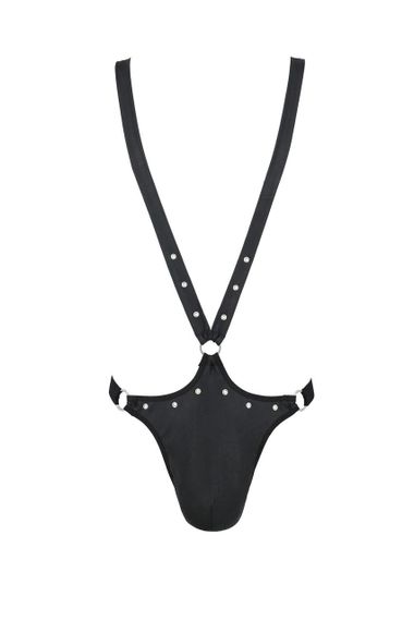 Мужское боди с люверсами Passion 028 HARRY S/M Black, экокожа, на лямках sexstyle | Зображення 2