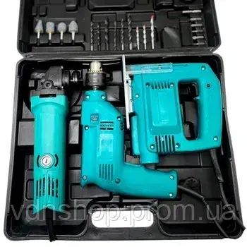 Набір інструментів 3в1 Дриль, Лобзик, Болгарка з набором свердл та біт | Зображення 1