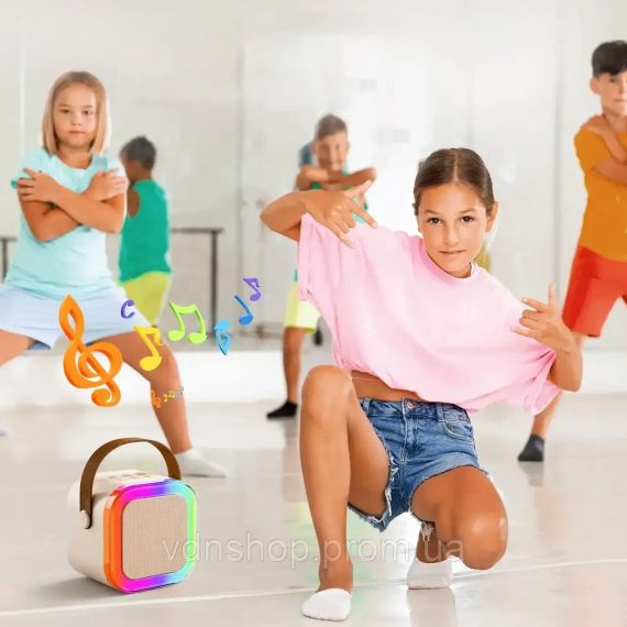 Міні-дитяче караоке K12 з 2 бездротовим мікрофоном, портативна колонка з LED підсвічуванням | Зображення 2
