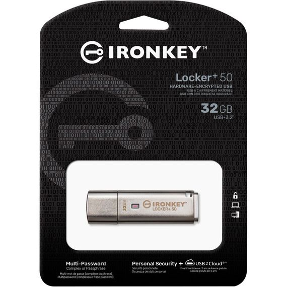 USB флеш накопичувач Kingston 32GB IronKey Locker Plus 50 AES Encrypted USB 3.2 (IKLP50/32GB) | Зображення 4