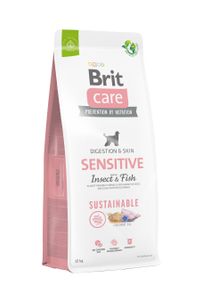 Корм Brit Care Dog Sustainable Sensitive Insect and Fish сухой с рыбой и белком насекомых для взрослых собак с чувствительной кожей 12 кг