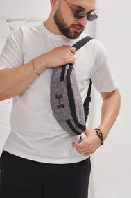 Бананка Under Armour сірий меланж, чорне лого (1511192355)