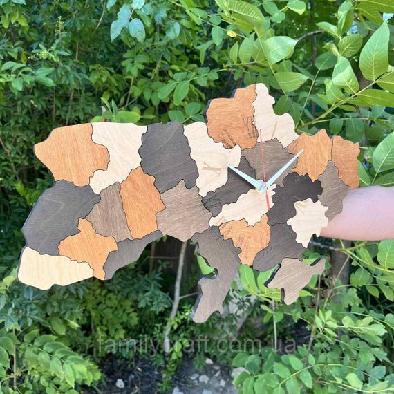 Настінний годинник Карта України з фанери Патріотичний дерев'яний годинник | Зображення 5