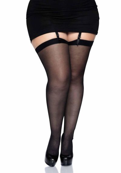 Сексуальні панчохи під підв’язки Leg Avenue Sheer Stockings Black, plus size sexstyle